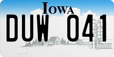 IA license plate DUW041