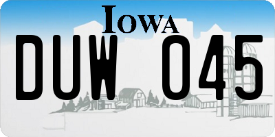 IA license plate DUW045