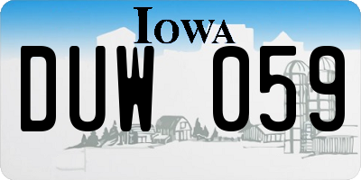 IA license plate DUW059
