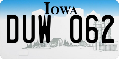 IA license plate DUW062