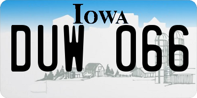 IA license plate DUW066