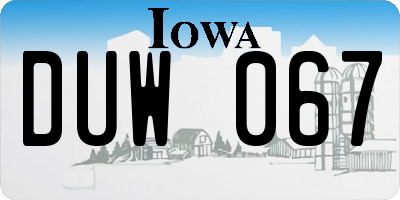 IA license plate DUW067