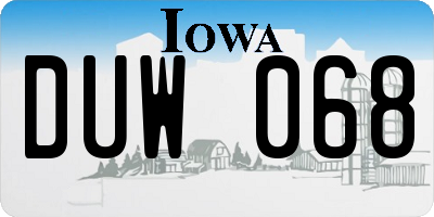 IA license plate DUW068