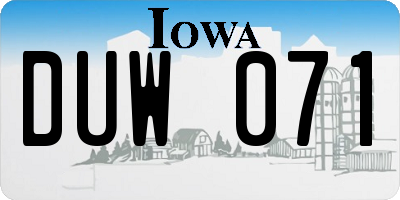 IA license plate DUW071