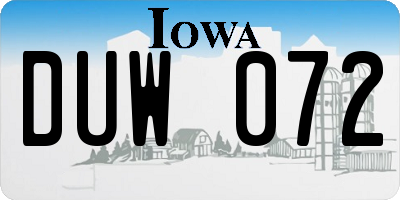 IA license plate DUW072