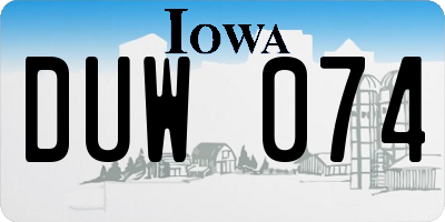 IA license plate DUW074