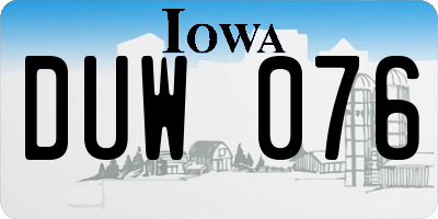 IA license plate DUW076