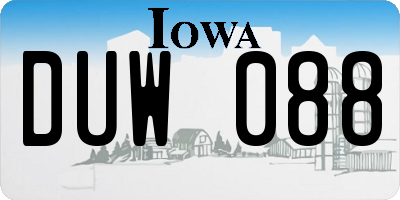 IA license plate DUW088