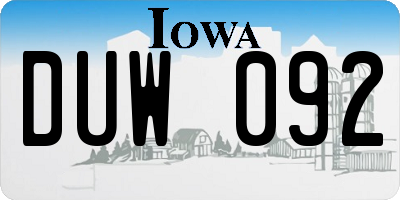 IA license plate DUW092