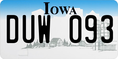 IA license plate DUW093