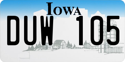 IA license plate DUW105