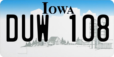 IA license plate DUW108