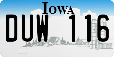 IA license plate DUW116