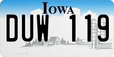 IA license plate DUW119