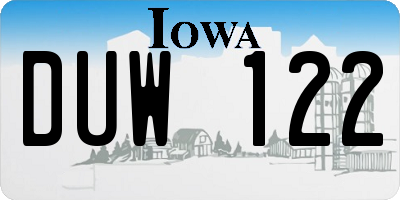 IA license plate DUW122