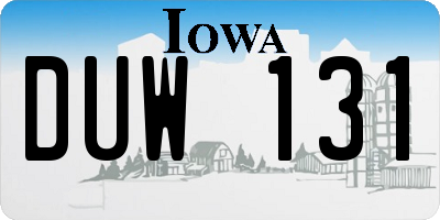 IA license plate DUW131