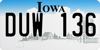 IA license plate DUW136