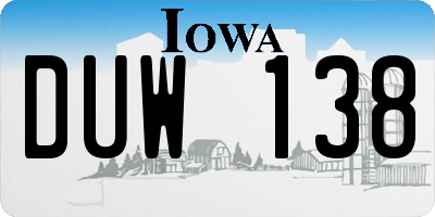 IA license plate DUW138