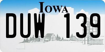 IA license plate DUW139