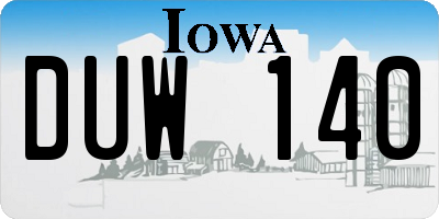 IA license plate DUW140