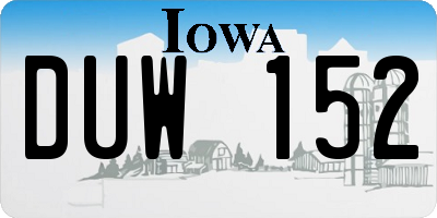 IA license plate DUW152