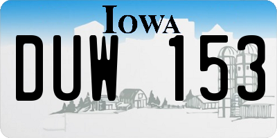 IA license plate DUW153