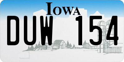 IA license plate DUW154