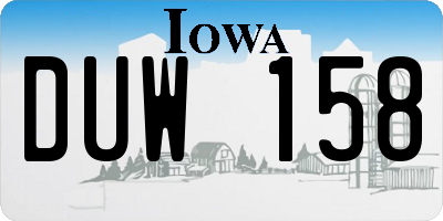 IA license plate DUW158