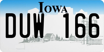 IA license plate DUW166