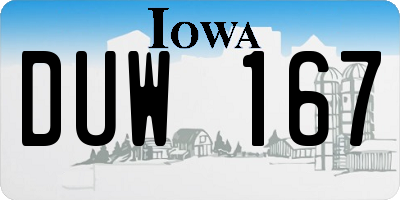IA license plate DUW167