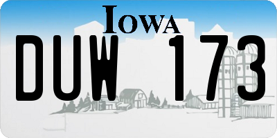 IA license plate DUW173