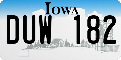 IA license plate DUW182