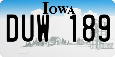 IA license plate DUW189