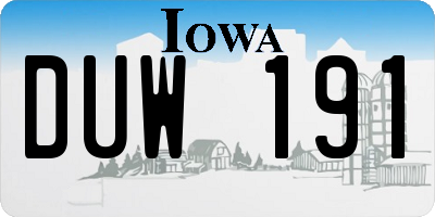 IA license plate DUW191