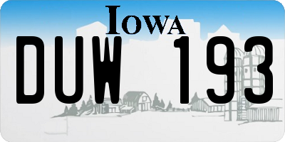 IA license plate DUW193