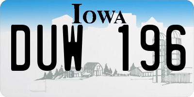 IA license plate DUW196