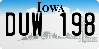 IA license plate DUW198