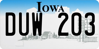 IA license plate DUW203