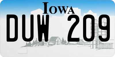 IA license plate DUW209