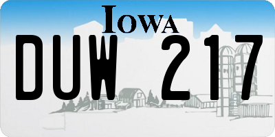 IA license plate DUW217