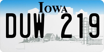 IA license plate DUW219