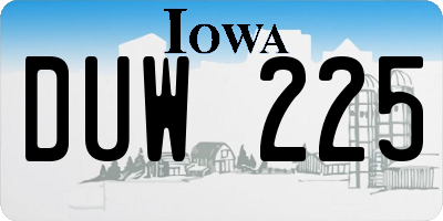 IA license plate DUW225