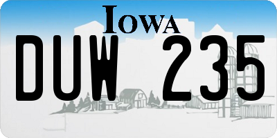IA license plate DUW235