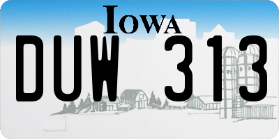 IA license plate DUW313