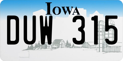 IA license plate DUW315