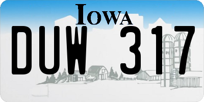 IA license plate DUW317