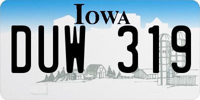 IA license plate DUW319