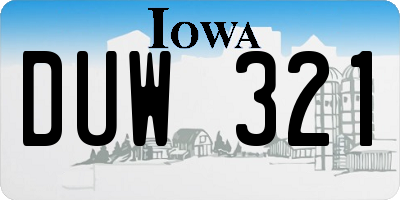 IA license plate DUW321