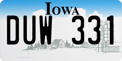 IA license plate DUW331