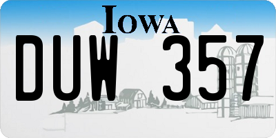 IA license plate DUW357